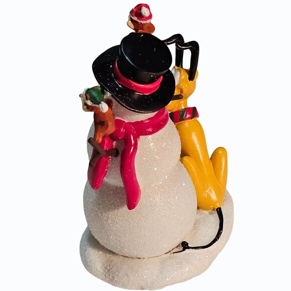 St. Nicholas Square Disney Pluto with Snowman Holiday Christmas Village - Picture 3 of 9
